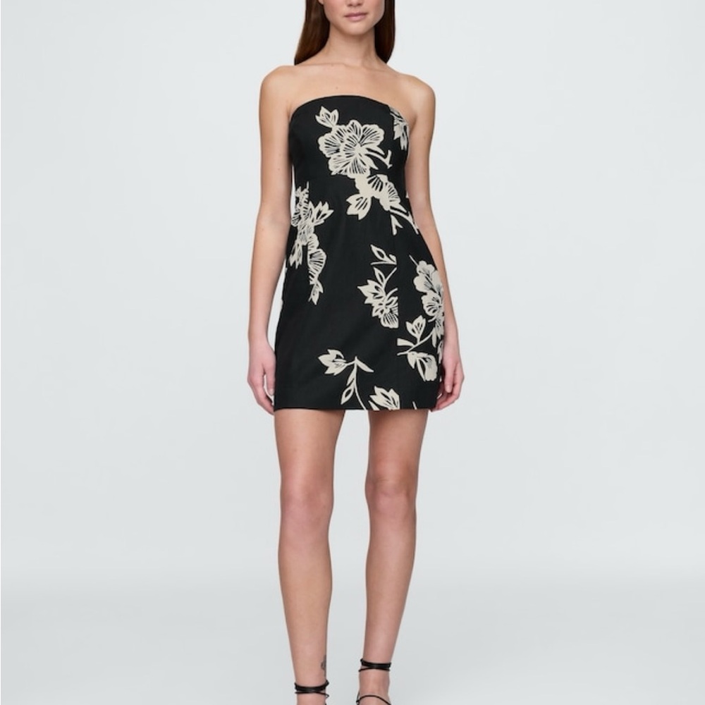Elegant Black Floral Strapless Dress, GAP, XL, NWT